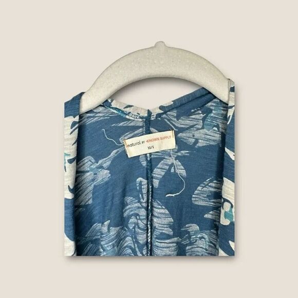 Natural by Known Supply Womens Hawaiian Swim Long Cover up Teal Floral Pocket XS - Picture 5 of 6